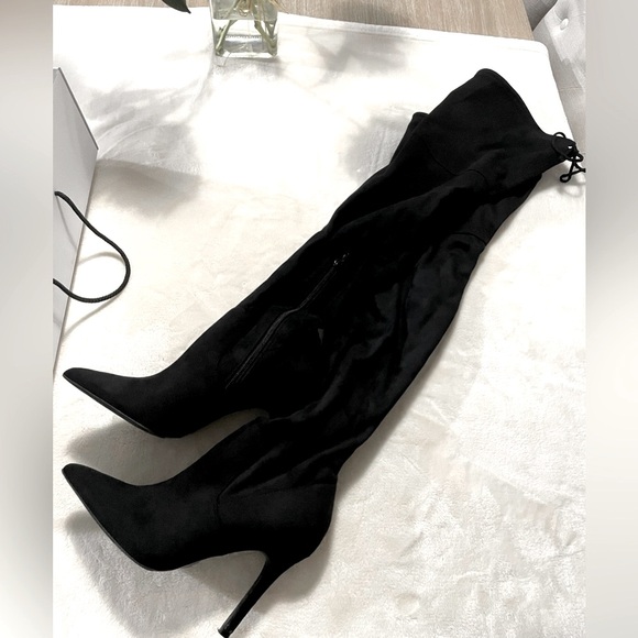 NWT Aldo black above knee high boots with heel still in the box - Picture 1 of 9